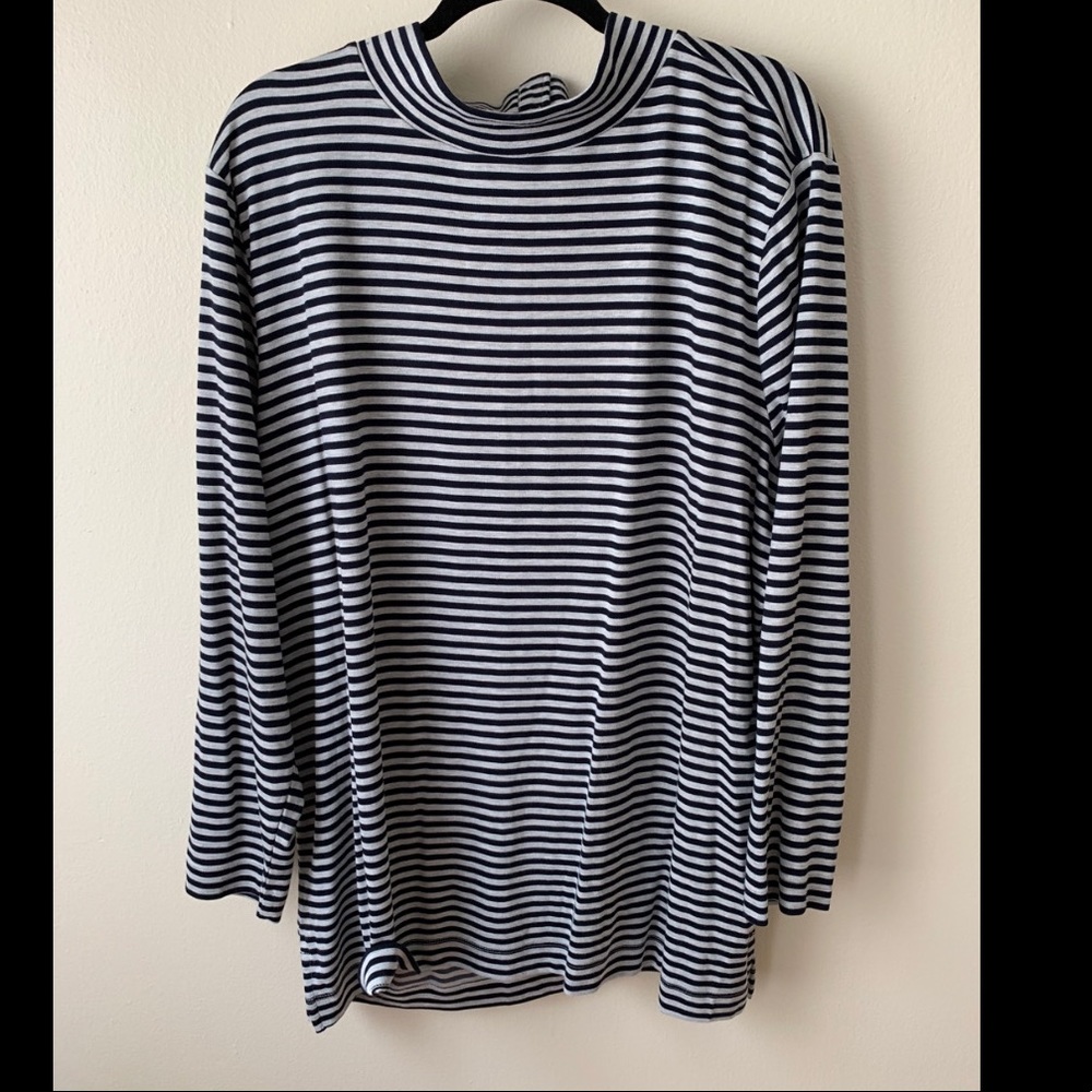 NWOT - Loft Plus Turtleneck - Grey/Navy Striped